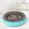 Cama redonda acolchoada azul para cão ou gato