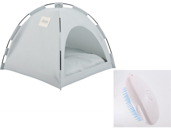 Tenda-casota cinzenta com almofada