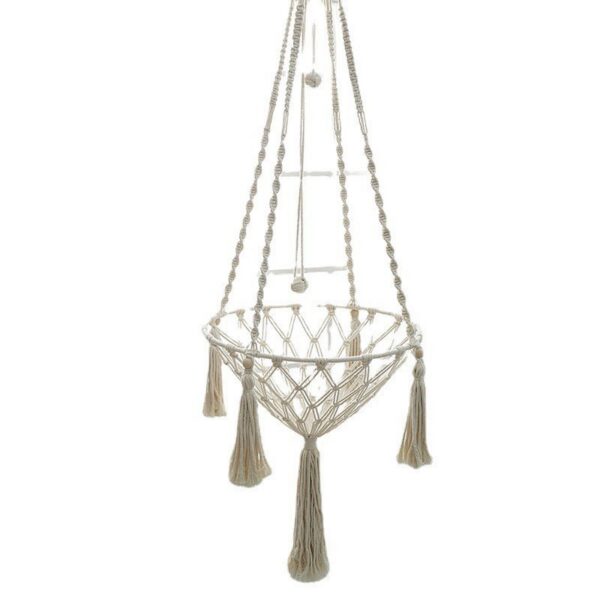 Cama de rede suspensa em macramé de algodão com borlas