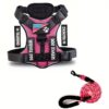 5f6bc28b-1fc6-4fe7-87e6-5e3c611d1b3a.jpg Arnês tático acolchoado rosa com trela para cão