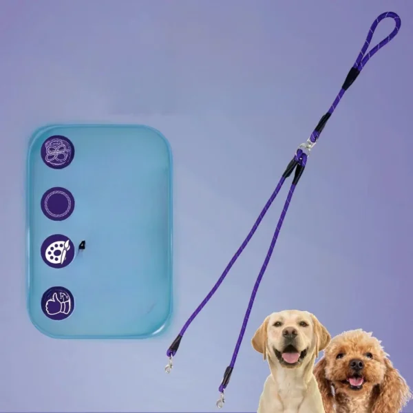 Trela dupla para cão Bafinho, nylon trançado anti-nós