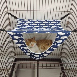 Rede suspensa têxtil para gato em gaiola
