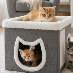 S0cfbe71eddec4d43993a9553e20e0785k.webp Casota dobrável para gato Bafinho, quente e macia
