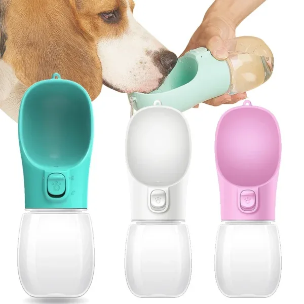 Garrafa portátil com bebedouro para cão e gato