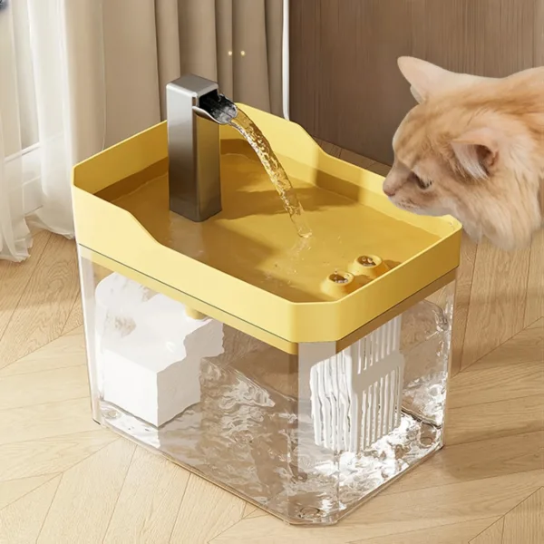 Fonte de água automática USB para gato, cor amarela