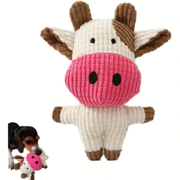 Brinquedo vaca de peluche com som para cão