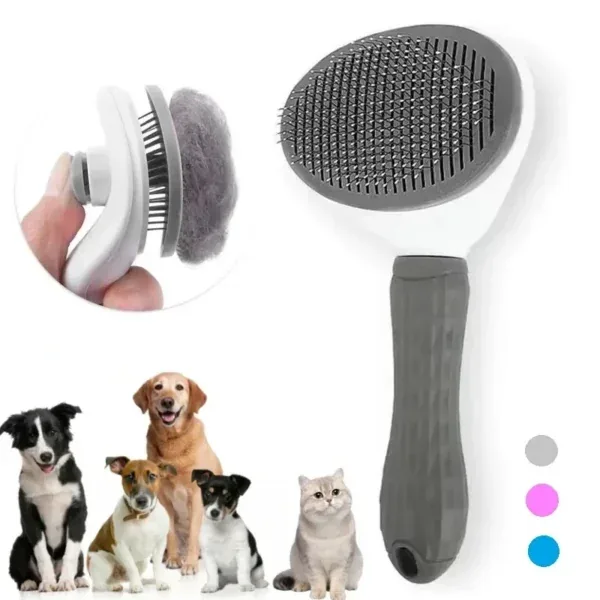Escova autolimpante para pelo de cão e gato