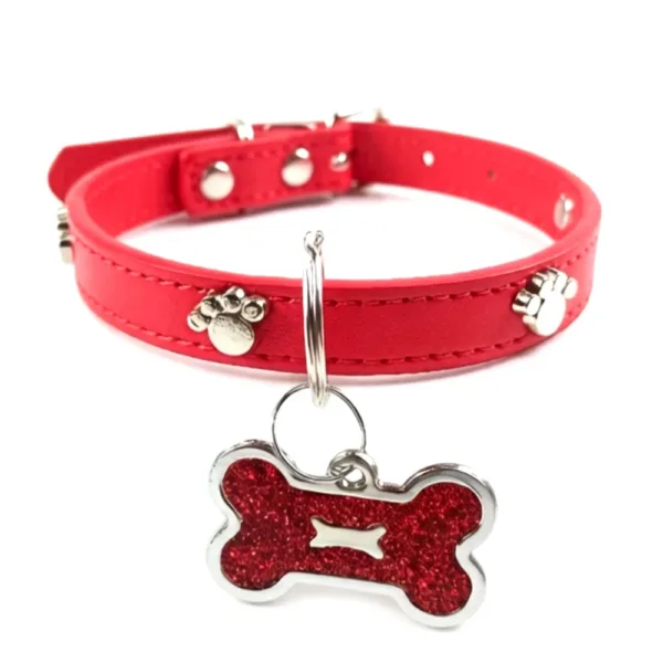 S8b037a23f60a480eb29e8e7cd6ddf664H.webp Coleira vermelha em PU com pendente de osso para cão e gato