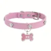 S988bc90ce03643cdaa59d09308d017e0m.webp Coleira rosa em PU com pendente de osso para cão e gato