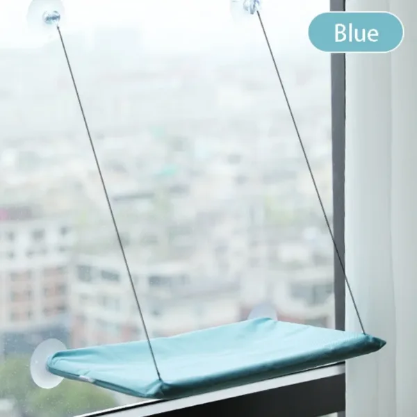 Cama de janela para gato com ventosas, cor azul