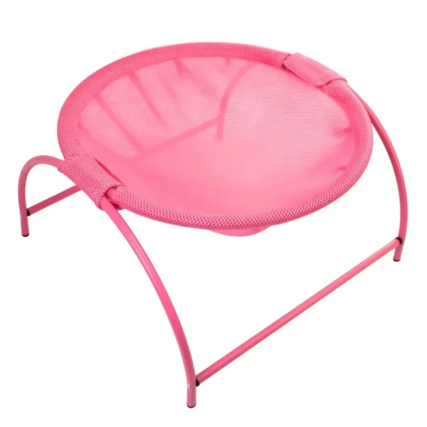 Cama elevada para gato, estrutura metálica, cor rosa