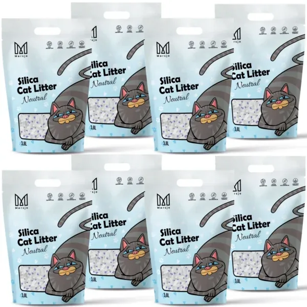 Sd74f97b300134890b17b37f4ba0dd8c4A.webp Areia de sílica Mersjo para gato em pack de 3,8 L