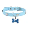 Sf6cab86df3174d9cbf0e58438e36e423d.webp Coleira azul em PU com pendente de osso para cão e gato