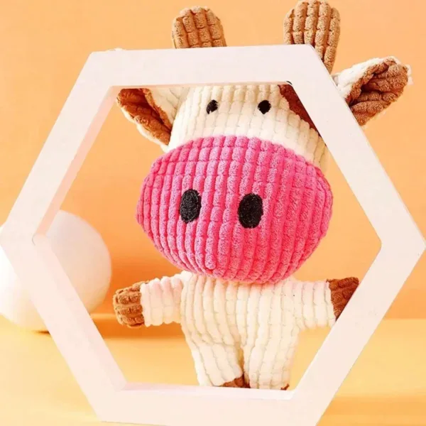 Brinquedo vaca em tecido canelado para cão