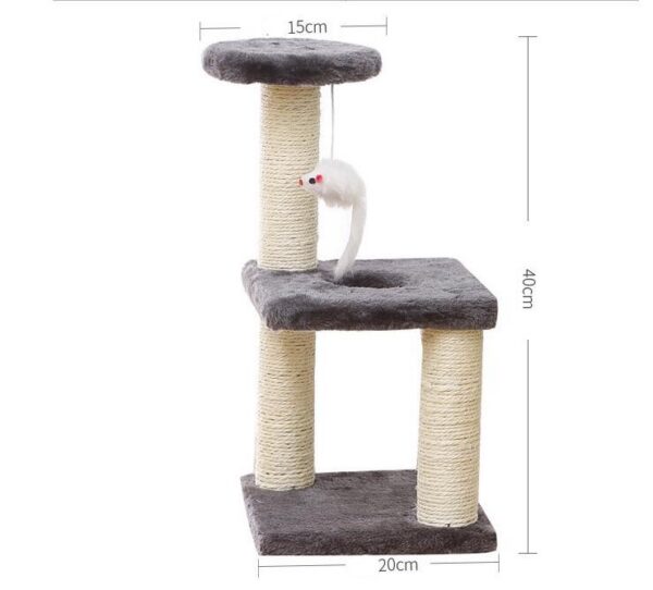 Medidas do arranhador torre de sisal Arranhador torre de sisal: 40 cm de altura, base 20x20 cm, plataforma superior 15 cm