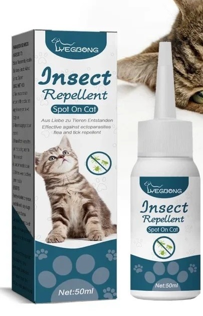 Repelente de insetos spot-on para gato: caixa e frasco de 50 ml