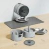 Comedouro automático de parede branco com taça em aço inoxidável