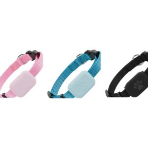 Coleiras localizadoras Apple Find My em rosa, azul e preto