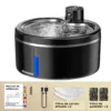 Fonte de água para gatos com manual de utilização, cabo USB-C e filtros traduzidos