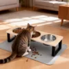 Comedouro Elevado Triplo e Tapete para Gato