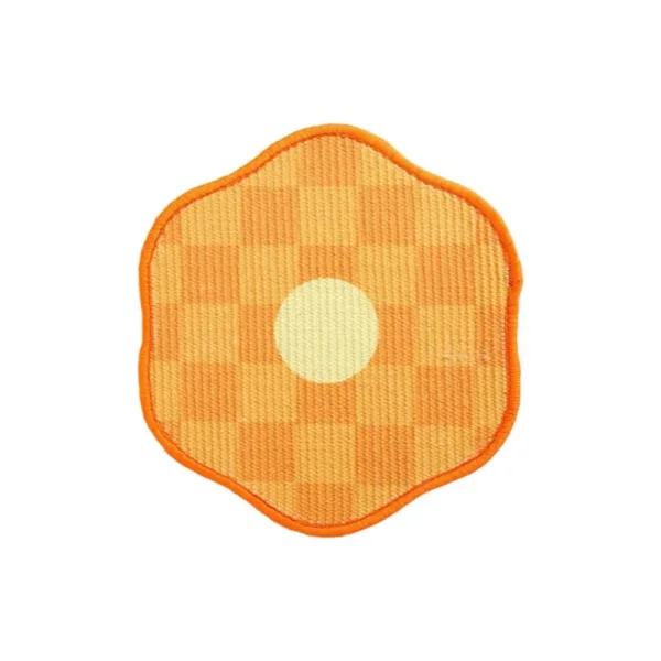 Arranhador de parede em sisal cor laranja, formato flor