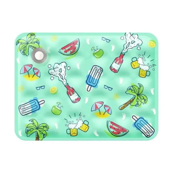 Tapete refrescante verde com estampado tropical e bocal de enchimento