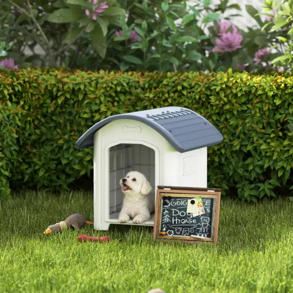 S48f41a7ef6da4d9b937555c7f3140c71M.webp Casota PawHut para cão pequeno num jardim