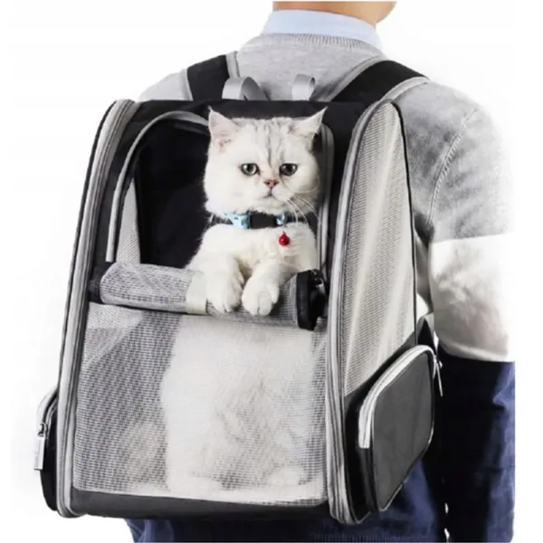 S4940830f13b243bfa3c205497b8d97fc7.webp Mochila expansível preta em rede com gato