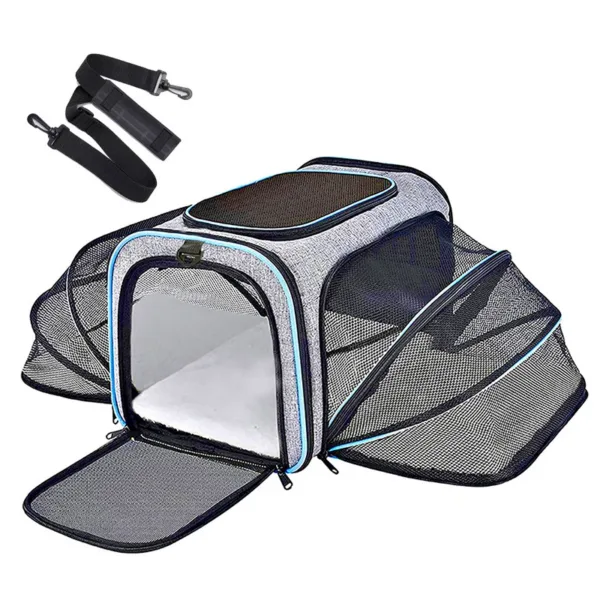 Bolsa transportadora para animais com painéis expansíveis
