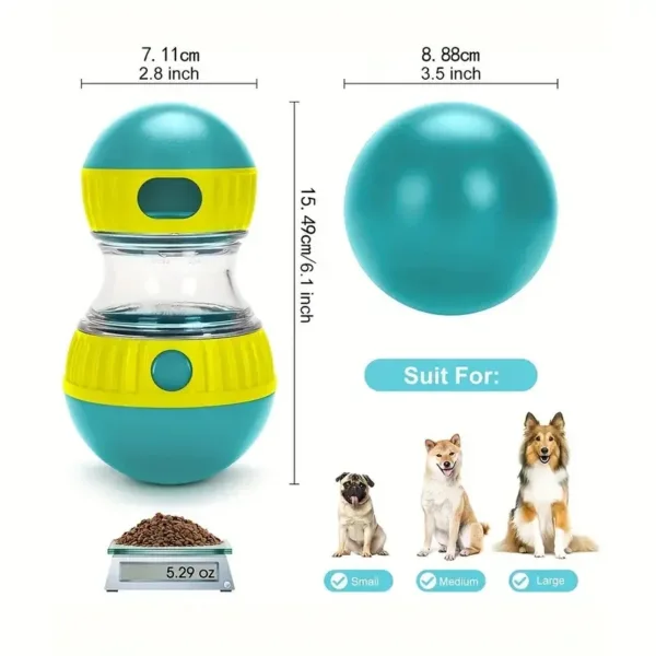 Dimensões do dispensador de petiscos, indicado para cães pequenos, médios e grandes