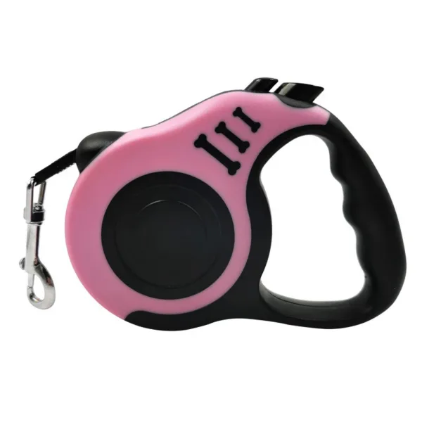 Trela retrátil automática rosa para cão