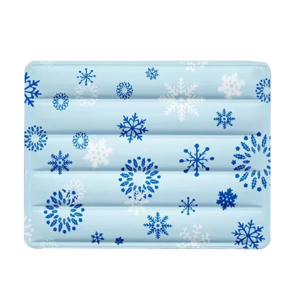Tapete refrescante acolchoado azul com estampado de flocos de neve