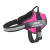Arnês tático rosa com placa personalizada para cão