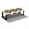 Comedouro Elevado Triplo e Tapete para Gato