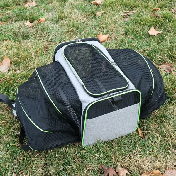 Detalhes da bolsa transportadora expansível