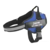 Arnês tático azul com placa personalizada para cão
