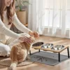 Comedouro Elevado Triplo e Tapete para Gato