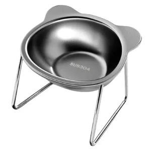 Comedouro Elevado em Aço Inoxidável para Cão e Gato