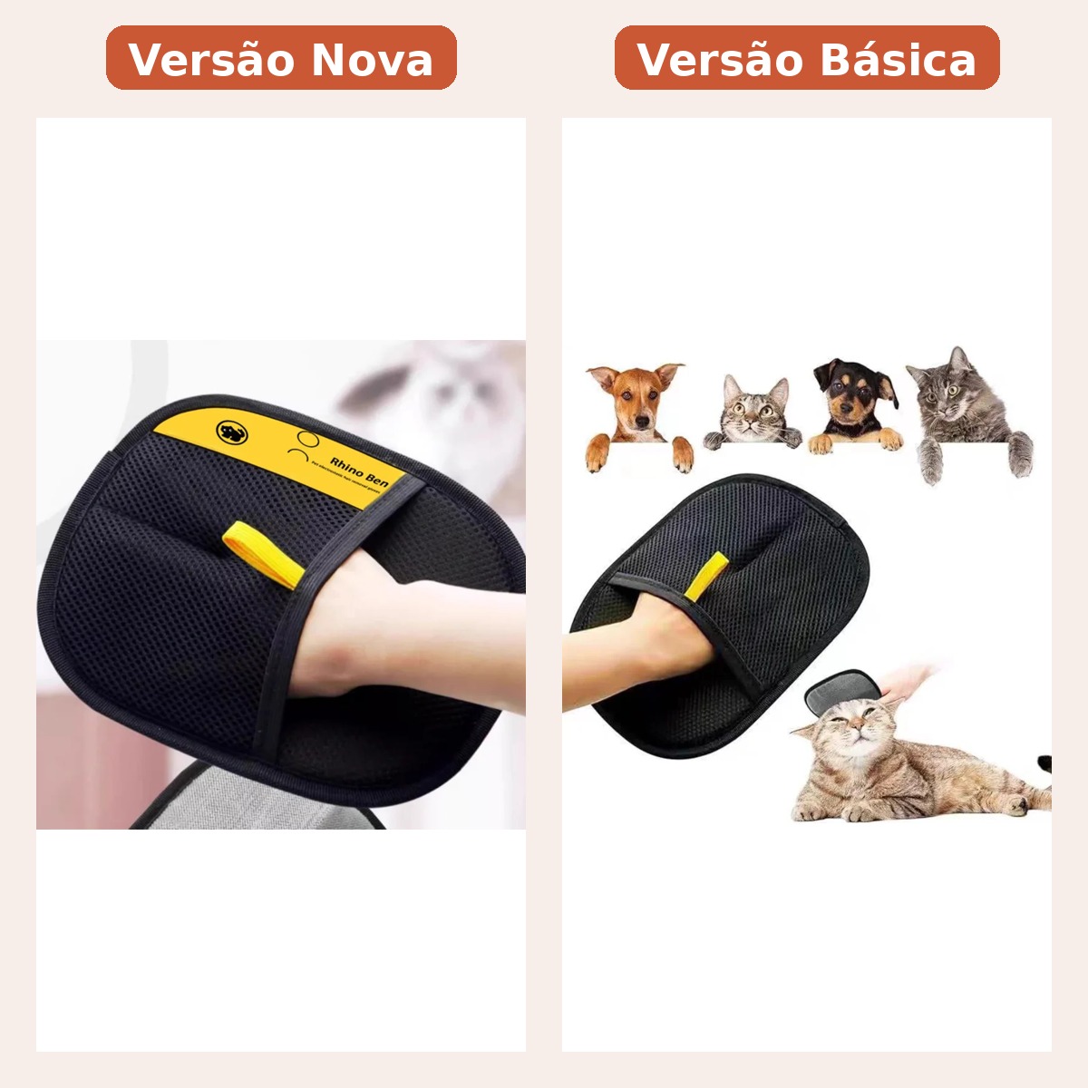 Luva a remover pelo de cão de um sofá
