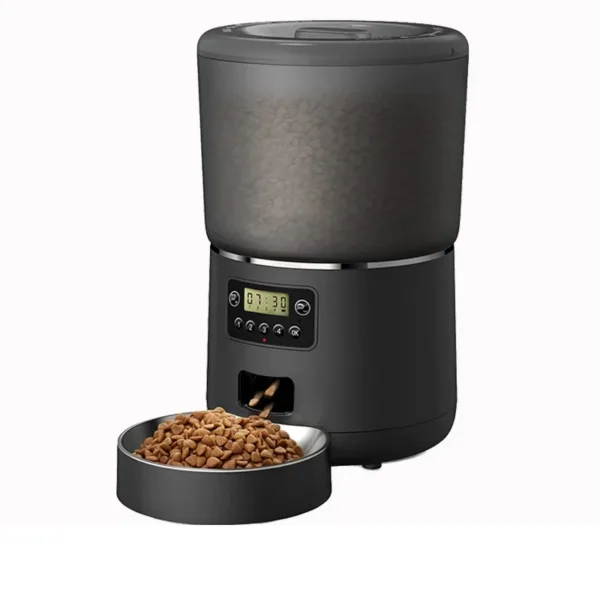 Comedouro automático 4 L preto Comedouro automático programável de 4 L preto com taça de inox