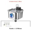 Fonte de água em inox com seis filtros adicionais