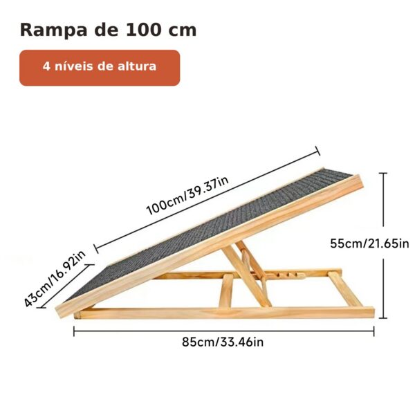 Rampa de madeira ajustável de 100 cm com medidas