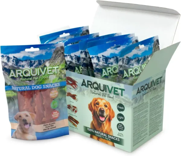 Pack Arquivet com oito saquetas de snacks para cão